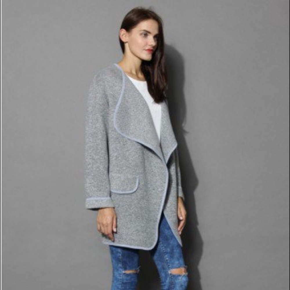 Chicwish Just Knitted Open Coat in Gray